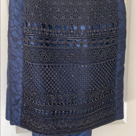 Oscar de La Renta Navy blue sequin evening dress - Picture 4 of 7